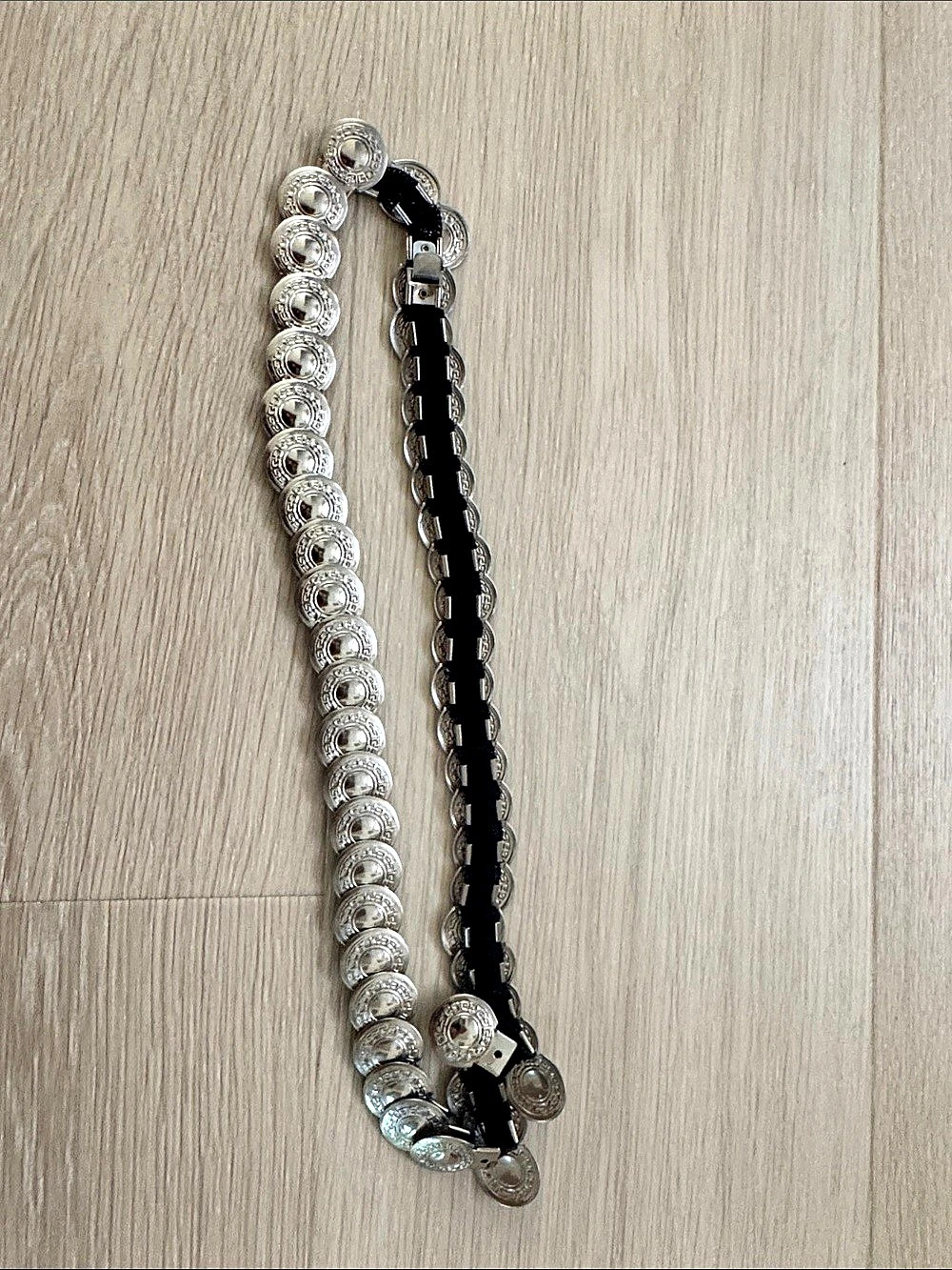 Ornamental Medallion Belt in Black & Silver Like New
